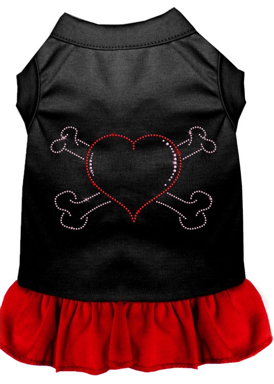 Rhinestone Heart and crossbones Dress Black with Red Med